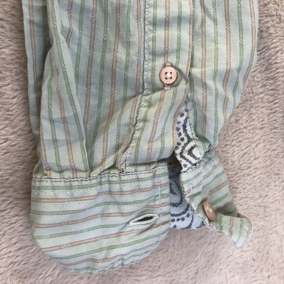 Guess Vintage Mens Shirt Medium Green Pinstriped Long Sleeve Button-Up Casual - Picture 5 of 11